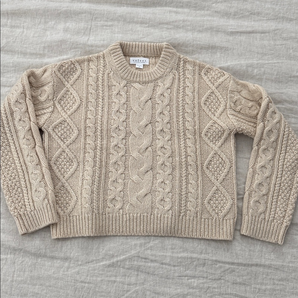Velvet by Graham & Spencer Beige Knit Sweater
